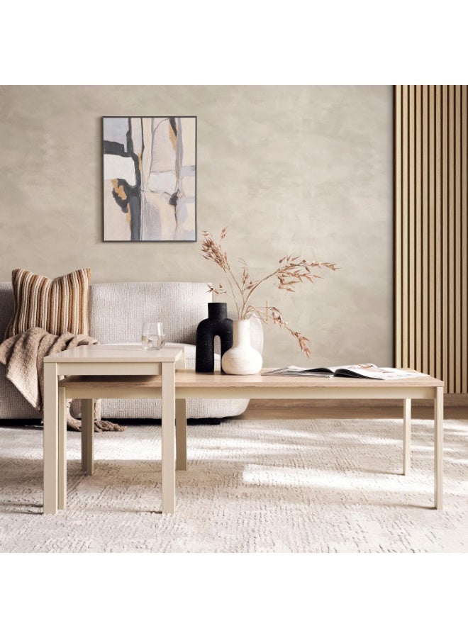 Pan Home Tommaso Coffee Table Set Of 2 Melamine - Natural & White - Image 1