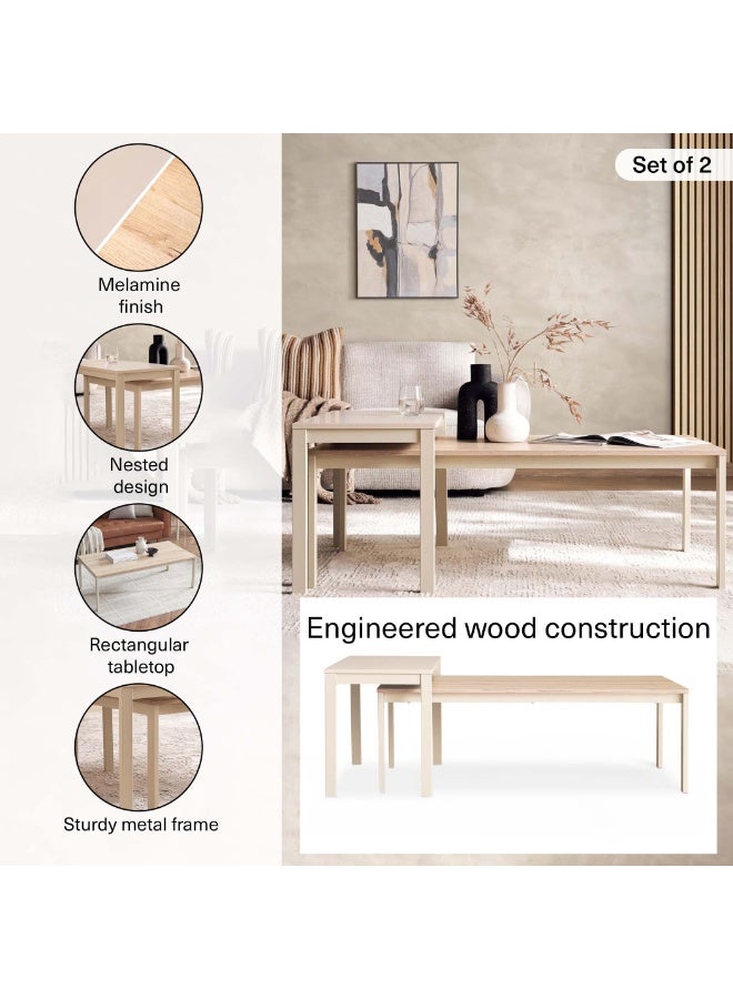 Pan Home Tommaso Coffee Table Set Of 2 Melamine - Natural & White - Image 5