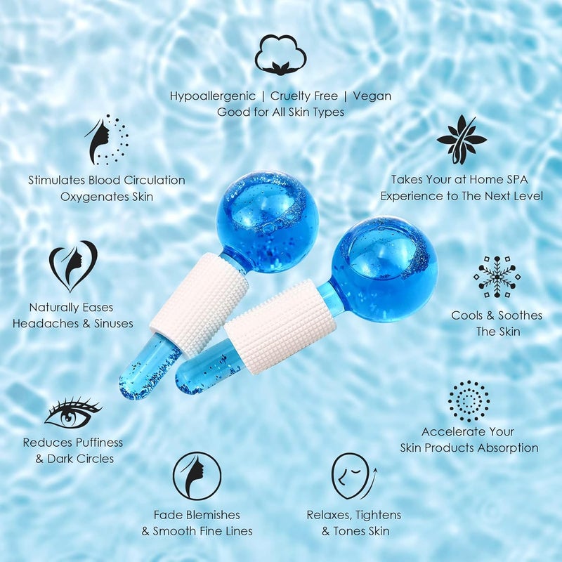 poleview Poleview Facial Ice Globe Smart Cool Face Roller Ball Facial Massage Tools for for Neck Eye Circle Reduce Puffiness Anti Ageing Wriknles Soothing Firming Skin 2Pcs  - Image 3
