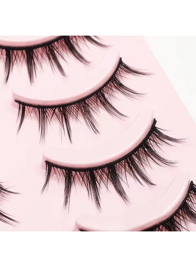 رموش مانجا طبيعية موديل #009 - طقم رموش ويسبي بنمط ياباني جذاب - رموش خفيفة وناعمة للمبتدئين والمحترفين - Manga Eyelashes Natural Look #009 - Image 5