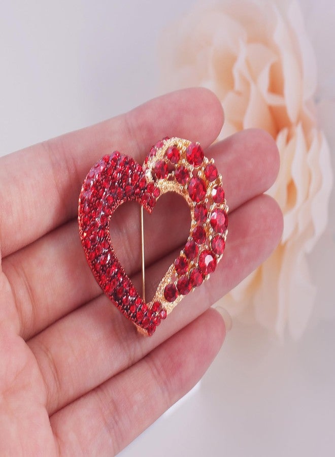 LAXPICOL Vintage Cute Red Love-heart Austrian Crystal Brooch Broach Pin For Women - Image 4