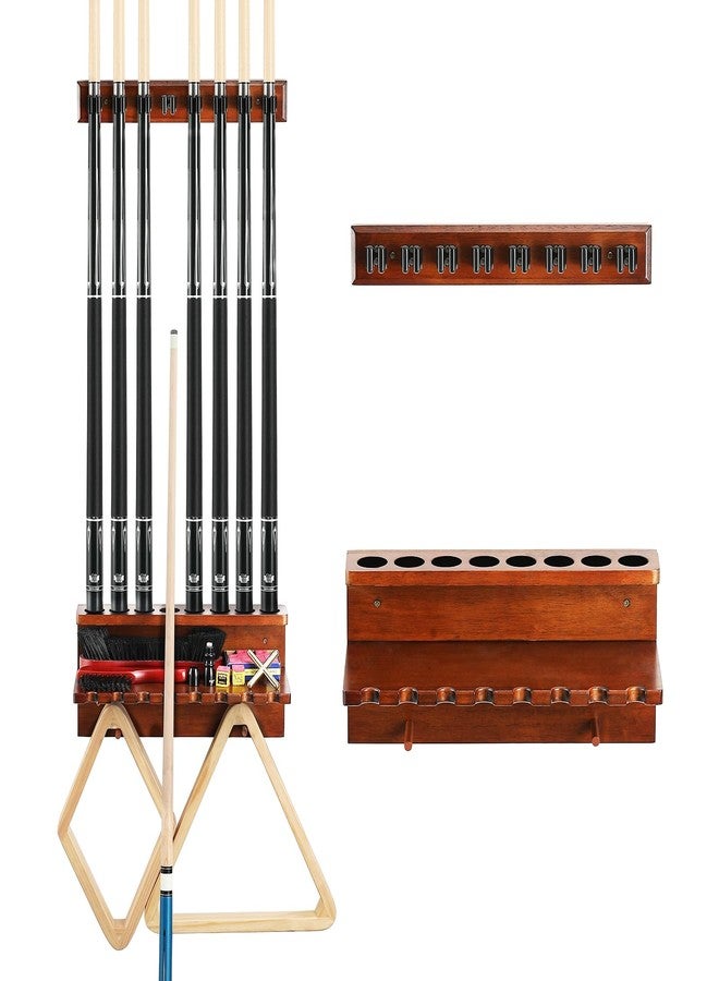 EXTCCT Wall Mount Pool Stick Holder - Billiards Pool Cue Rack Hardwood Pool Cue Set Holder for 8 Cues Sticks Storage Pool Table Accessories Equipment Organizer - Image 1