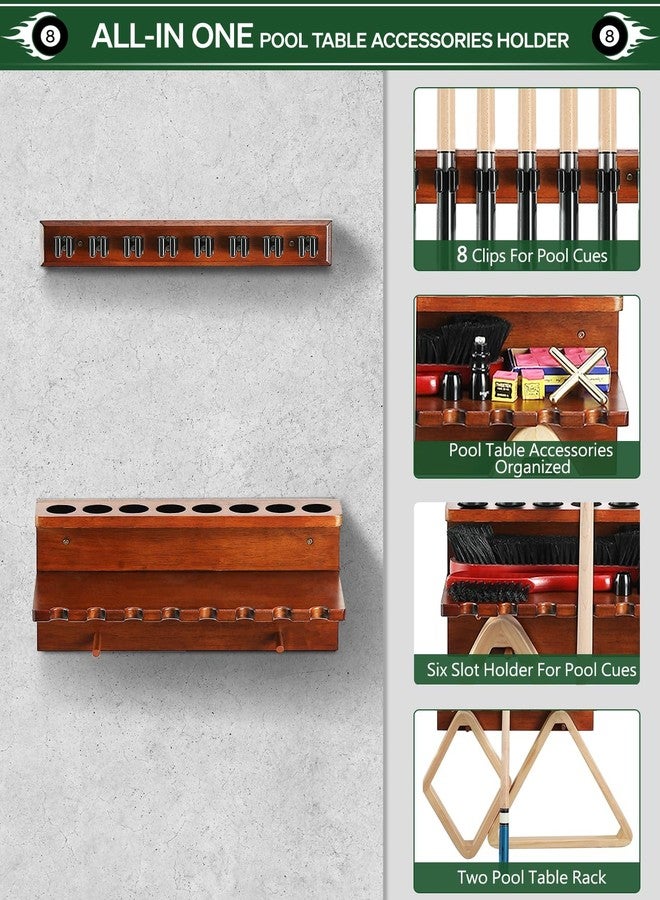 EXTCCT Wall Mount Pool Stick Holder - Billiards Pool Cue Rack Hardwood Pool Cue Set Holder for 8 Cues Sticks Storage Pool Table Accessories Equipment Organizer - Image 4