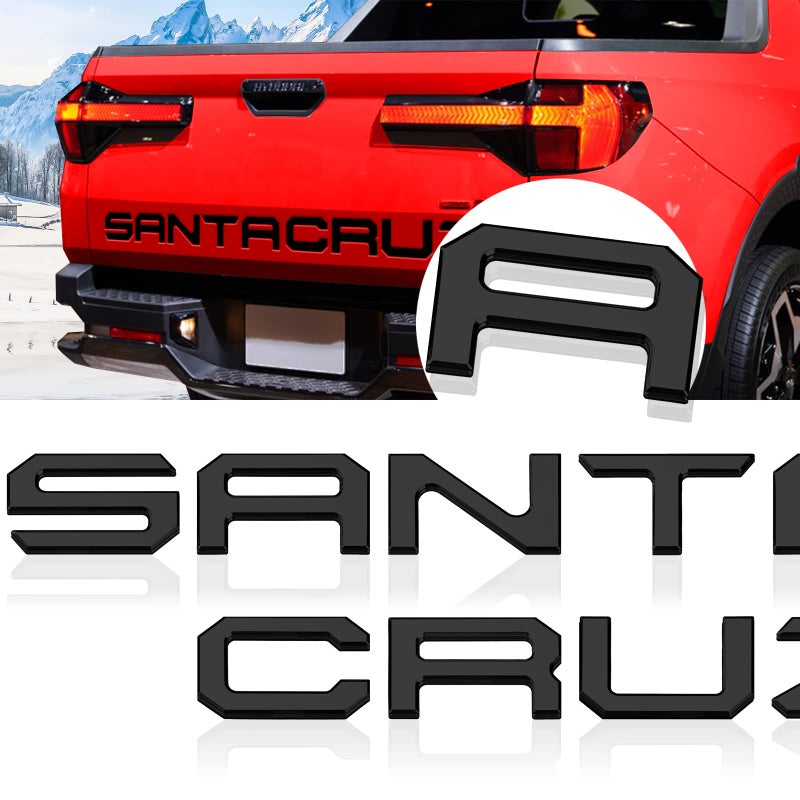 HMHN Tailgate Inserts Letters Compatible for 2022 2023 2024 2025 2026 Santa Cruz 3D Raised & Strong Adhesive Decals Letters Rear Emblem Decal Sticker Compatible for Santa Cruz Accessories-Matte Black - Image 1