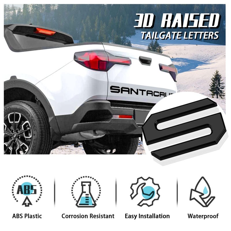 HMHN Tailgate Inserts Letters Compatible for 2022 2023 2024 2025 2026 Santa Cruz 3D Raised & Strong Adhesive Decals Letters Rear Emblem Decal Sticker Compatible for Santa Cruz Accessories-Matte Black - Image 5