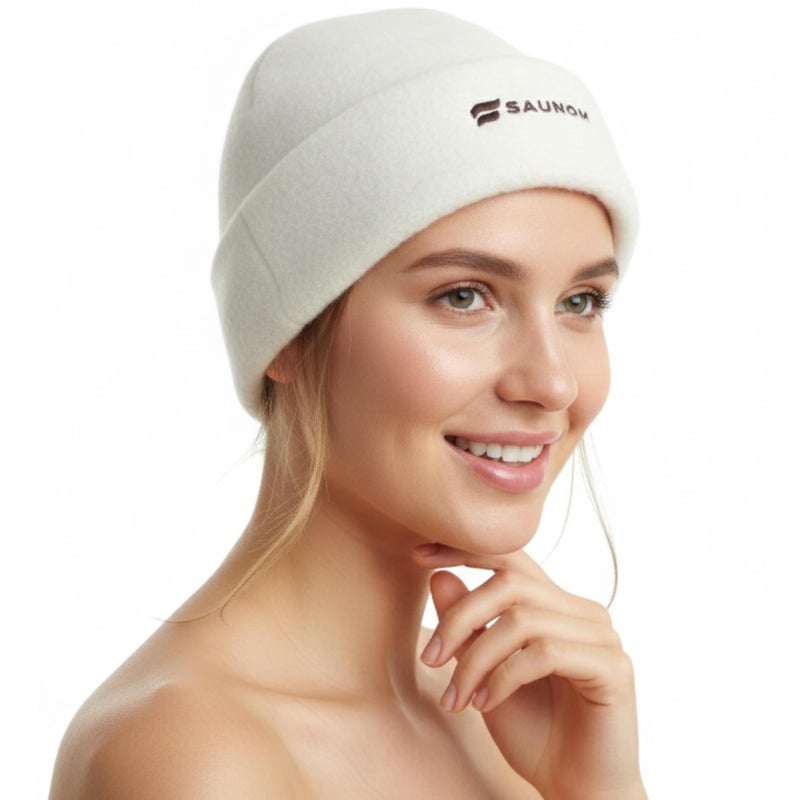 SAUNOM Premium Soft Sauna Beanie or Hat for Men and Women â€” 100% Merino Wool â€” Ultra Soft, Breathable, Itch-Free and Odor Resistant Sauna Cap â€” Ideal Banya Hat - Image 1