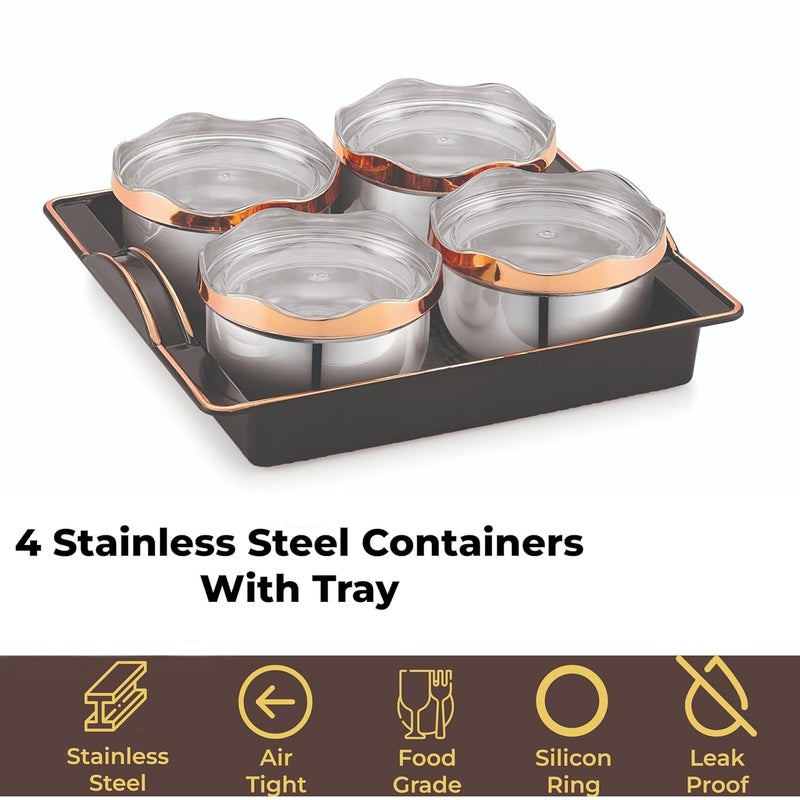 SUNLIFE sunlife - Phoenix Multipurpose Set - Stainless Steel Containers - With Silicon Ring - Eye Catching Gift Box for Every Occasion - Ideal For Storing & Serving Dry Fruits, Chocolates & Spices (Pack Of 4)  - Image 2