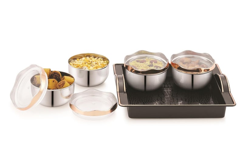 SUNLIFE sunlife - Phoenix Multipurpose Set - Stainless Steel Containers - With Silicon Ring - Eye Catching Gift Box for Every Occasion - Ideal For Storing & Serving Dry Fruits, Chocolates & Spices (Pack Of 4)  - Image 5