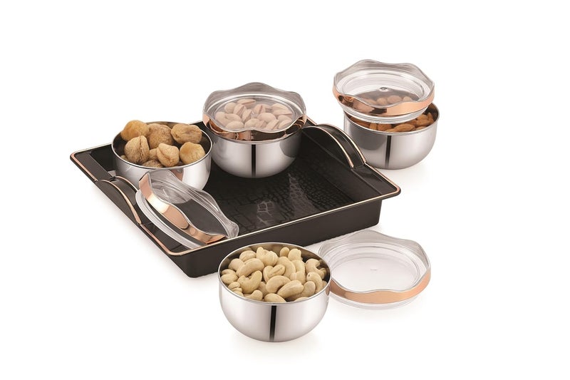 SUNLIFE sunlife - Phoenix Multipurpose Set - Stainless Steel Containers - With Silicon Ring - Eye Catching Gift Box for Every Occasion - Ideal For Storing & Serving Dry Fruits, Chocolates & Spices (Pack Of 4)  - Image 3