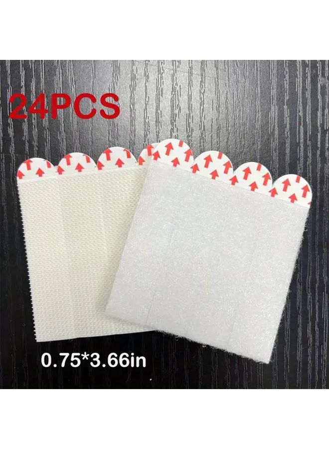 24pcs Small No Drill Picture Hanging Strips 0.75x3.66in Removable Wall Hooks White - Image 1