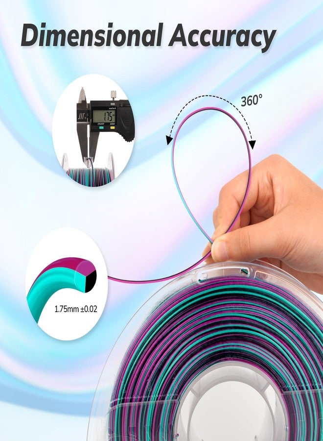 AMOLEN خيوط طباعة ثلاثية الأبعاد من نوع AMOLEN Silk PLA، خيوط PLA لامعة متعددة الألوان بألوان قوس قزح 1.75 مم، خيوط طباعة ثلاثية الأبعاد PLA سريعة تغيير اللون لمعظم طابعات FDM ثلاثية الأبعاد، أسود فيروزي أرجواني، 1 كجم (2.2 رطل) - Image 4