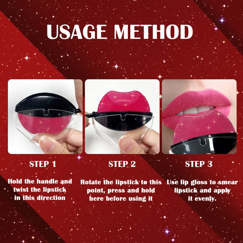DAGEDA 3 Colors Lazy Lipstick, Pearl Magic Color Changing Labiales Magicos Long Lasting Waterproof Moisturizing Non-Stick Cup Not Fade Lip Shape Lipstick for Lazy People(Color D) - Image 5