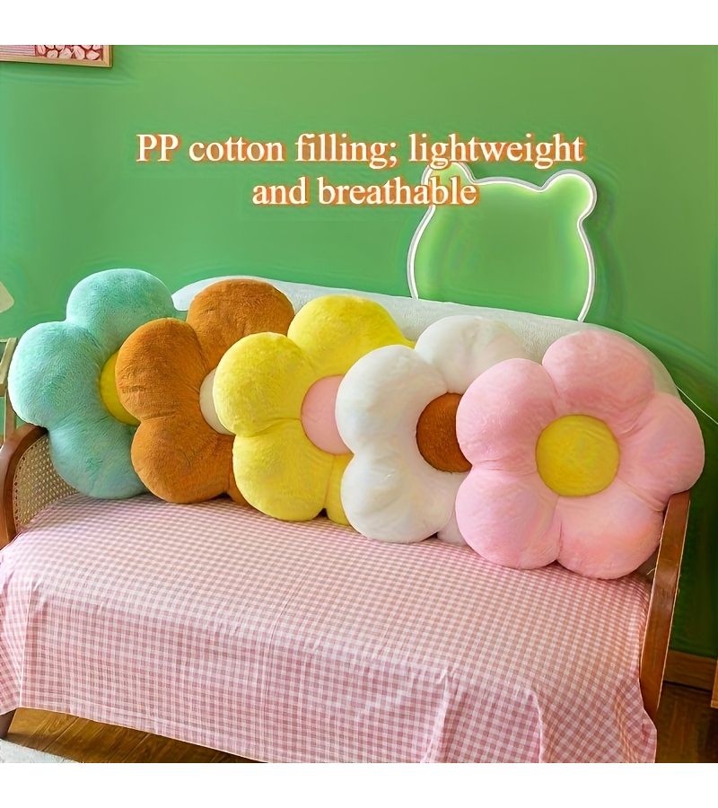 White Floral Plush Pillow Soft Decorative Flower Shaped Cushion For Living Room Bedroom Spring Easter - Image 1