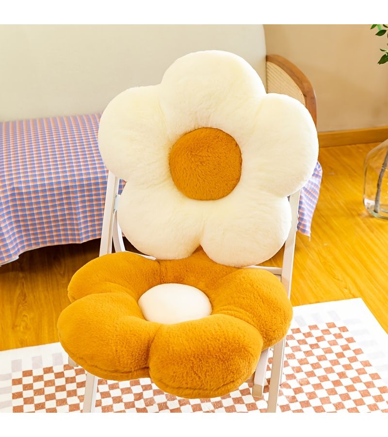 White Floral Plush Pillow Soft Decorative Flower Shaped Cushion For Living Room Bedroom Spring Easter - Image 2