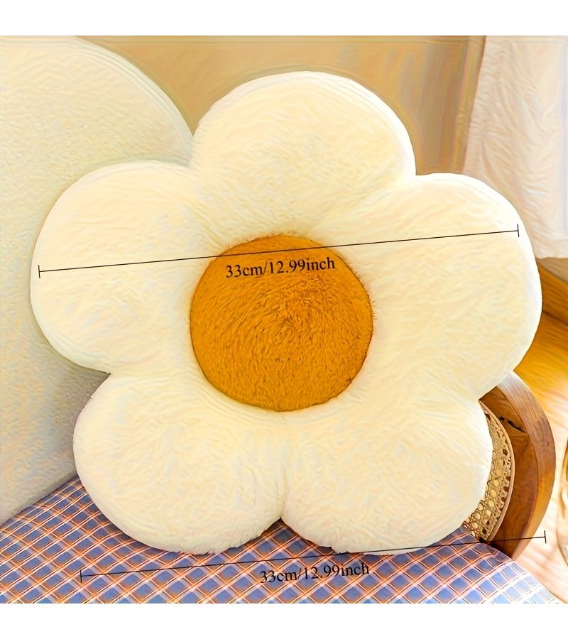 White Floral Plush Pillow Soft Decorative Flower Shaped Cushion For Living Room Bedroom Spring Easter - Image 3