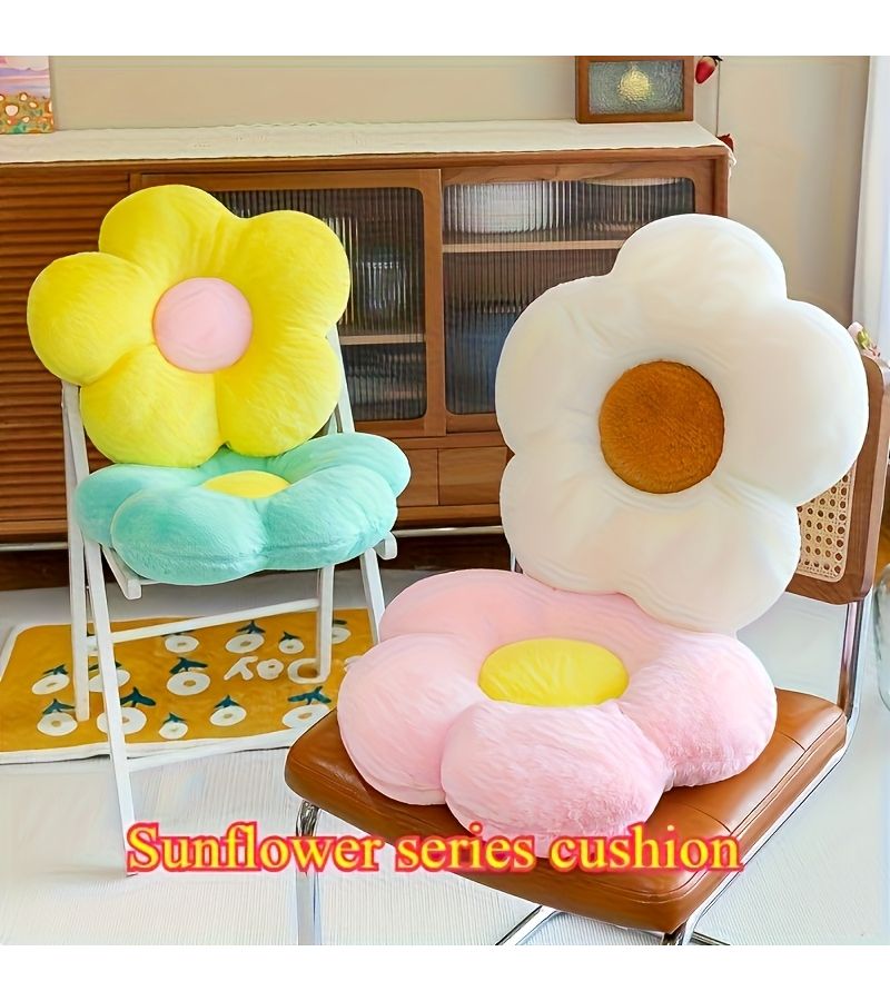 White Floral Plush Pillow Soft Decorative Flower Shaped Cushion For Living Room Bedroom Spring Easter - Image 4