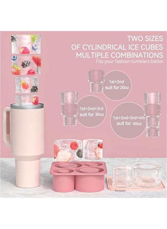 Generic - Silicone Ice Cube Tray for Stanley cup Tumbler Cup Silicone Mug Ice Mold Ice Cube Mold Cooling Ice Making Mold for Freezer (Pink) - Image 1