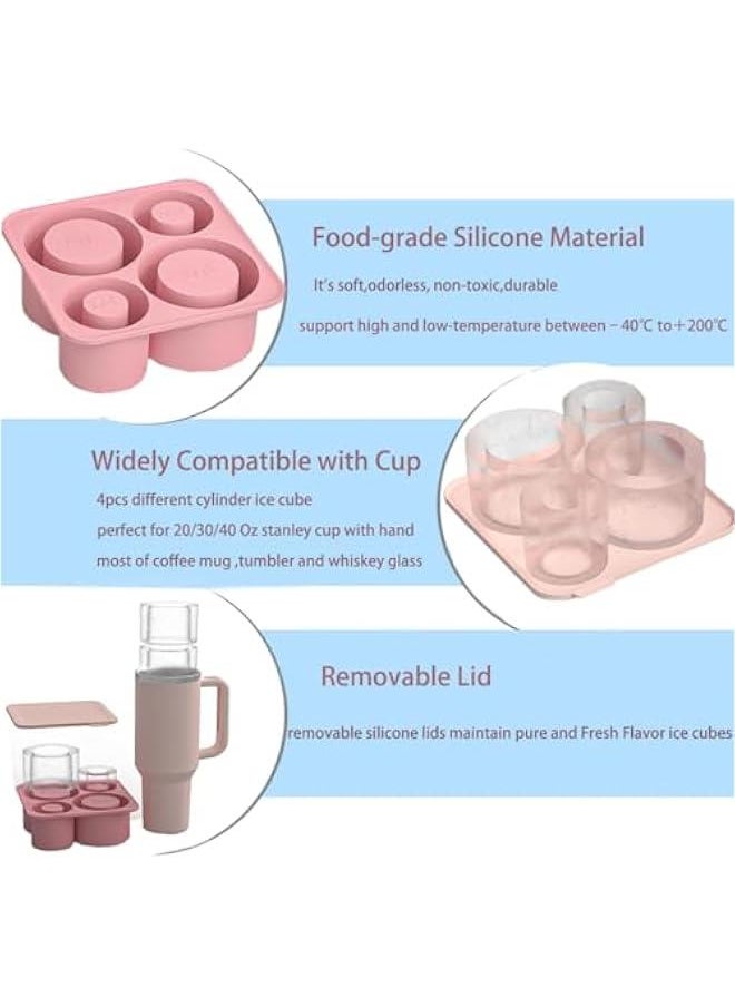 Generic - Silicone Ice Cube Tray for Stanley cup Tumbler Cup Silicone Mug Ice Mold Ice Cube Mold Cooling Ice Making Mold for Freezer (Pink) - Image 1