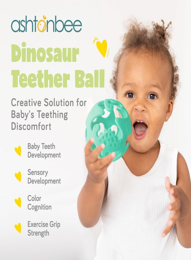 ashtonbee Dinosaur Baby Teething Toys, Textured Sensory Toys for Babies, Lightweight Soft Baby Sensory Toys, BPA-Free Silicone Infant Teething Toys, 0-18 Months, Teething Baby, Easy to Clean - Kiwi Green - Image 2