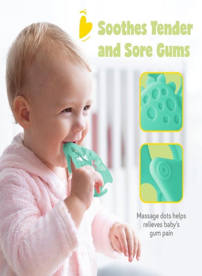 ashtonbee Dinosaur Baby Teething Toys, Textured Sensory Toys for Babies, Lightweight Soft Baby Sensory Toys, BPA-Free Silicone Infant Teething Toys, 0-18 Months, Teething Baby, Easy to Clean - Kiwi Green - Image 4