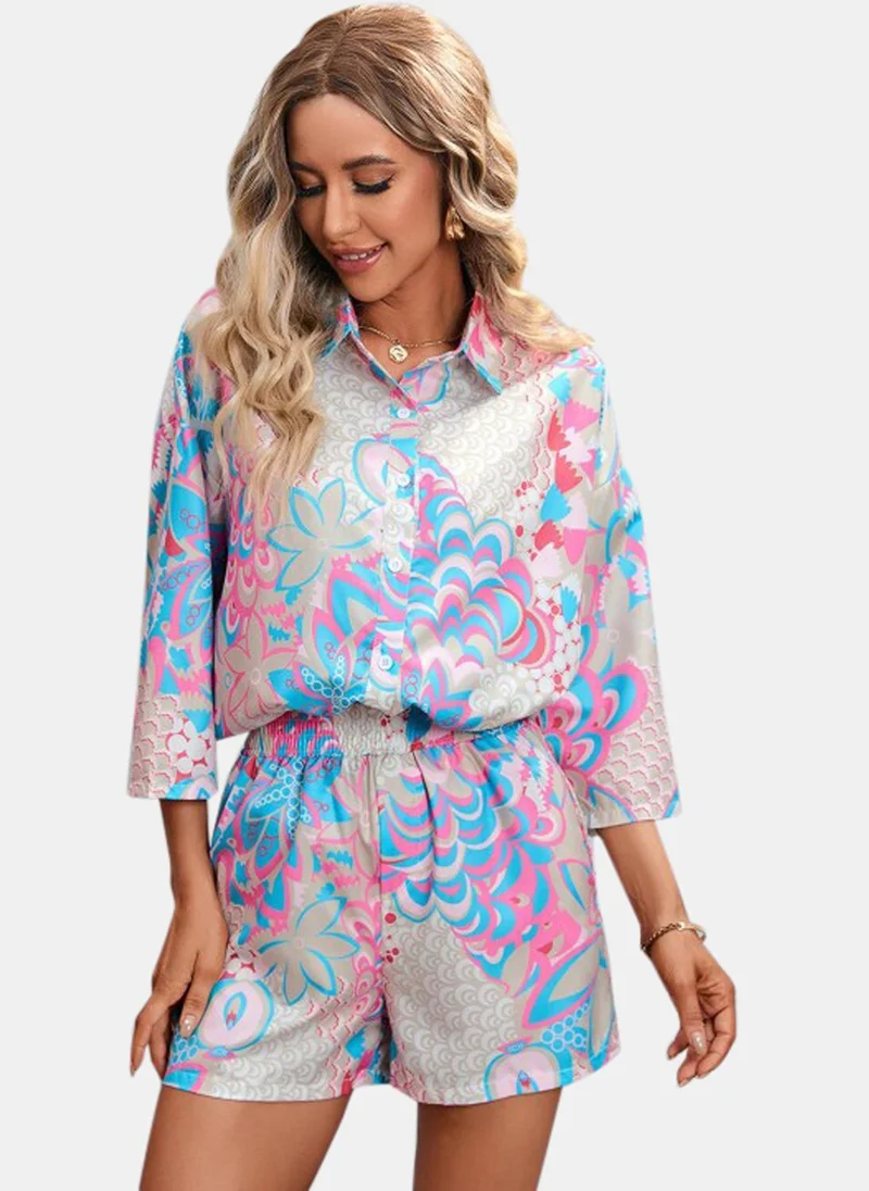 يونيكي Multicolour Printed Short With Shirt