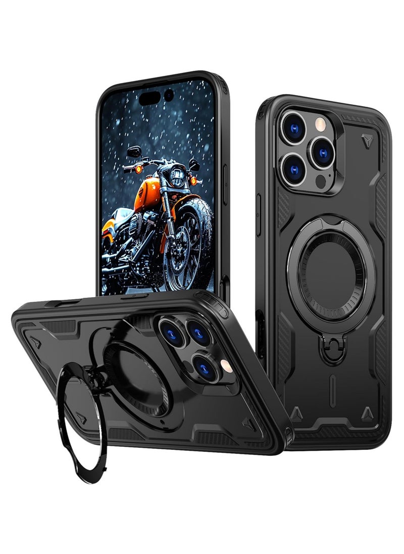 XLogiX for iPhone 16 Pro Max Armoured Case with Built-in Kickstand | Heavy-Duty Protection | Shockproof | Slim Design | Compatible with MagSafe Accessories, ArmourX Series - BLACK