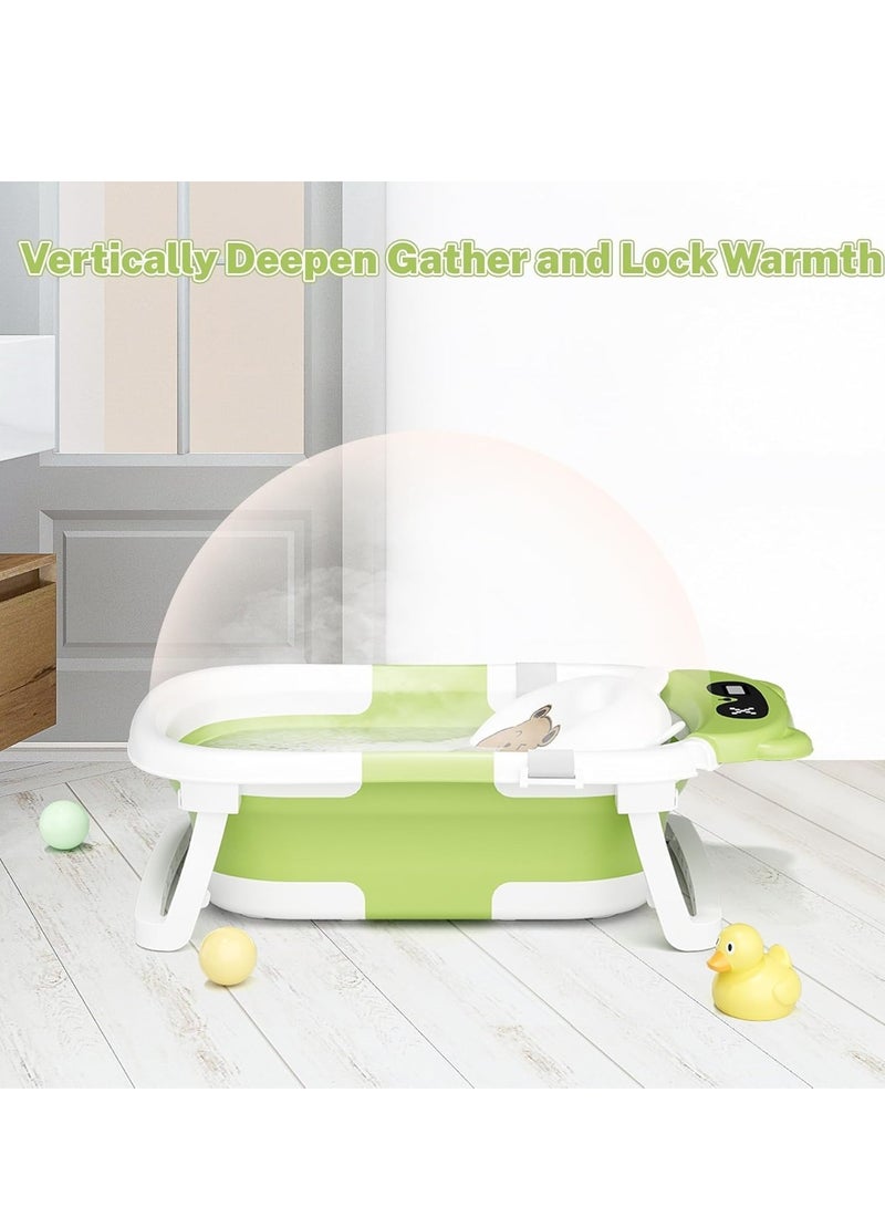 حوض استحمام للأطفال، حوض استحمام للأطفال مع وسادة ناعمة ومقياس حرارة، حوض استحمام للأطفال حديثي الولادة إلى الأطفال الصغار من عمر 0 ​​إلى 36 شهرًا، حوض استحمام محمول للسفر للأطفال - Image 3