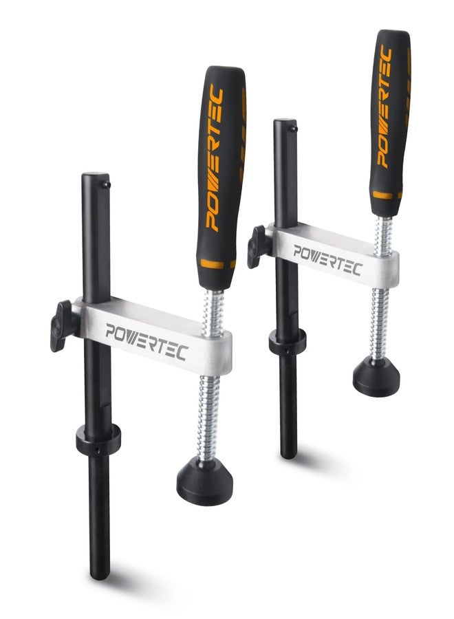 باورتيك مشبك تثبيت طاولة العمل POWERTEC 71530-P2 لأعمال النجارة، مشبك تثبيت قابل للتعديل، مشبك تثبيت طاولة لطاولة MFT بفتحة كلاب 3/4 بوصة (19 مم)، عبوة من قطعتين - Image 1