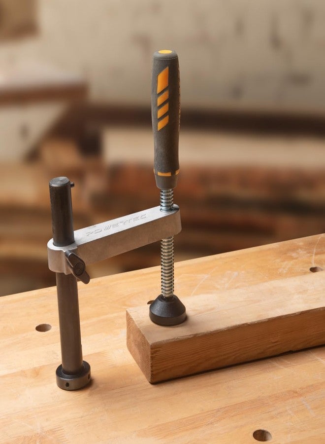 باورتيك مشبك تثبيت طاولة العمل POWERTEC 71530-P2 لأعمال النجارة، مشبك تثبيت قابل للتعديل، مشبك تثبيت طاولة لطاولة MFT بفتحة كلاب 3/4 بوصة (19 مم)، عبوة من قطعتين - Image 2