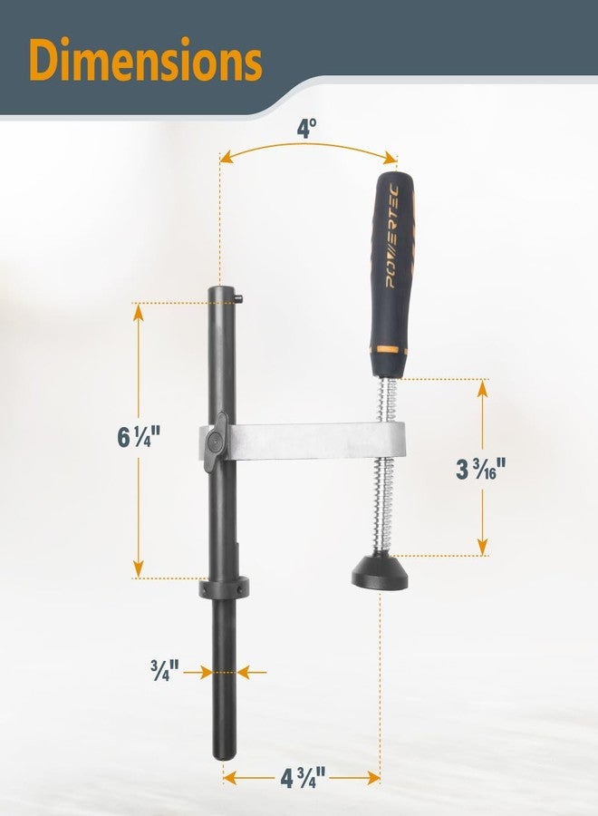 باورتيك مشبك تثبيت طاولة العمل POWERTEC 71530-P2 لأعمال النجارة، مشبك تثبيت قابل للتعديل، مشبك تثبيت طاولة لطاولة MFT بفتحة كلاب 3/4 بوصة (19 مم)، عبوة من قطعتين - Image 3