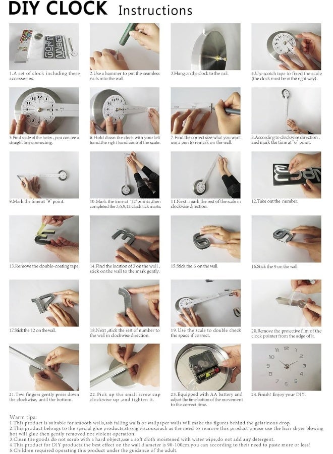 Timelike Large DIY Wall Clock Modern 3D Frameless Wall Clock with Mirror Numbers Stickers for Home Office Living Room Bedroom Wall Decoration - Image 4