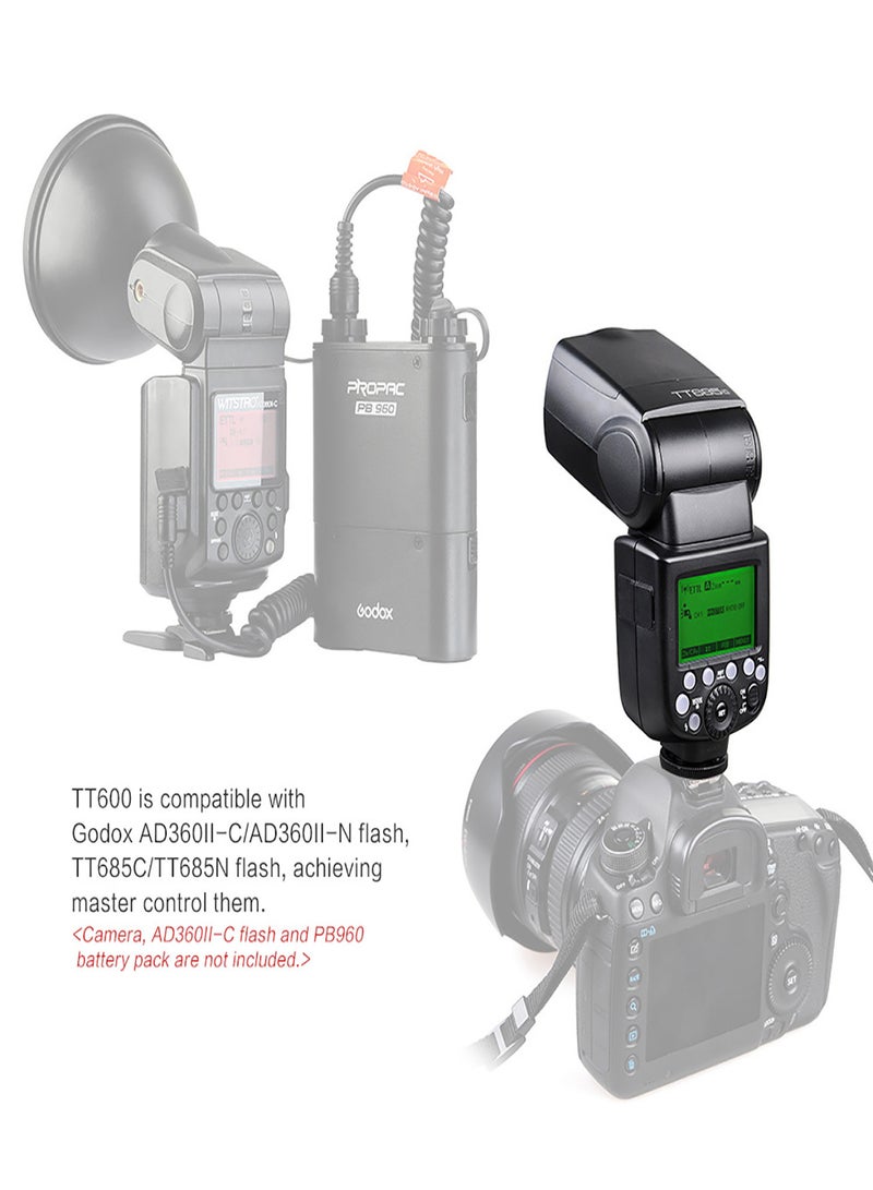 Godox Thinklite TT600 Camera Flash Speedlite Master/Slave Flash with Built-in 2.4G Wireless Trigger System GN60 for Canon Nikon Pentax Olympus Fujifilm Compatible with AD360II-C AD360II-N TT685C TT685N Flash X1T-C/N Trigger - Image 5