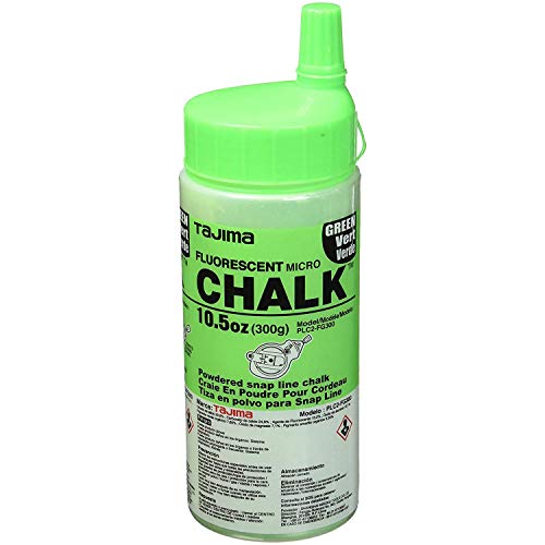 TAJIMA Micro Chalk - Fluorescent Green 10.5 oz (300g) Ultra-Fine Snap-Line Chalk with Durable Bottle & Easy-Fill Nozzle - PLC2-FG300 - Image 1