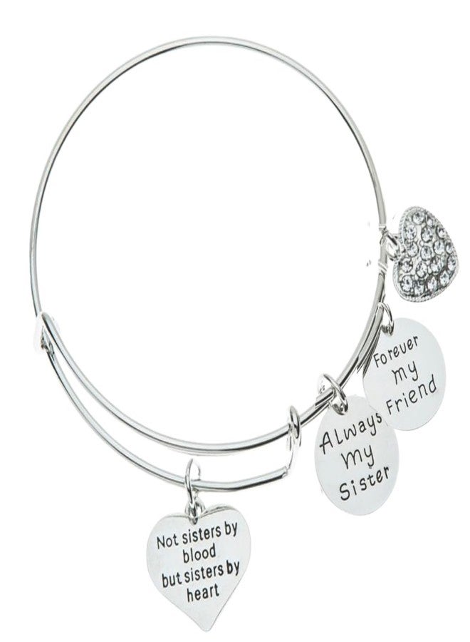 Infinity Collection - Best Friends Non-Tarnish Bangle Bracelets with Charms 6" to 8" - Appreciation Quote, Love & Infinity Engraved - Gift for Friends - Image 1