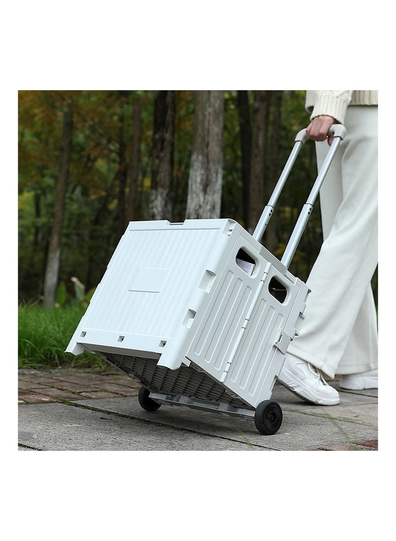 Folding Hand Truck With Brake Wheel Portable Luggage With Telescoping Handle Converts Into Dolly For Book File Tool Groceries Camping Grocery Laundry white - Image 1