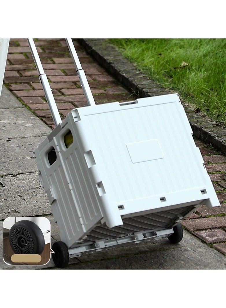 Folding Hand Truck With Brake Wheel Portable Luggage With Telescoping Handle Converts Into Dolly For Book File Tool Groceries Camping Grocery Laundry white - Image 2