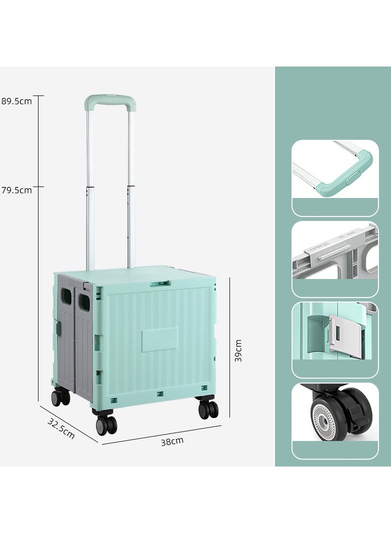 Folding Hand Truck With Brake Wheel Portable Luggage With Telescoping Handle Converts Into Dolly For Book File Tool Groceries Camping Grocery Laundry white - Image 3