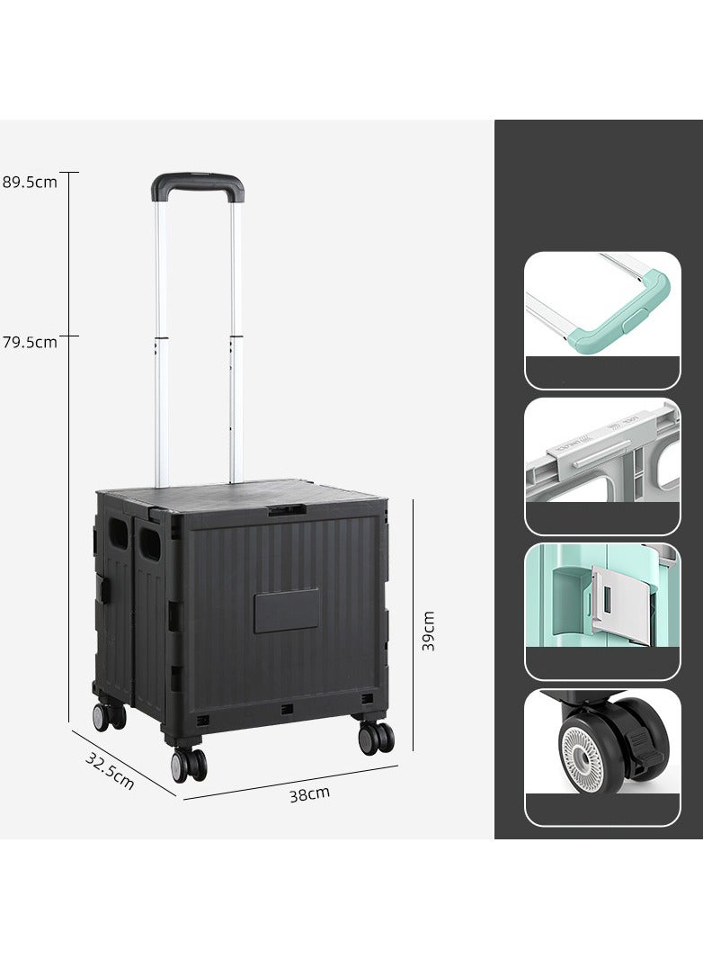 Folding Hand Truck With Brake Wheel Portable Luggage With Telescoping Handle Converts Into Dolly For Book File Tool Groceries Camping Grocery Laundry white - Image 4