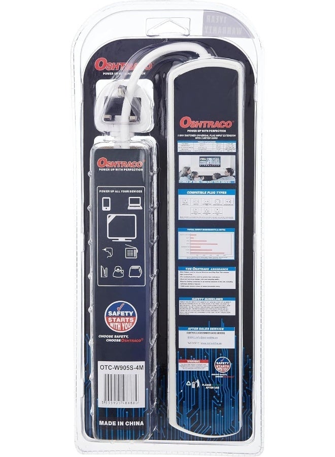 OSHTRACO مقبس تمديد عالمي 5-طرق من أوشتراكو مع سلك بطول 4 متر، متعدد الألوان - Image 2