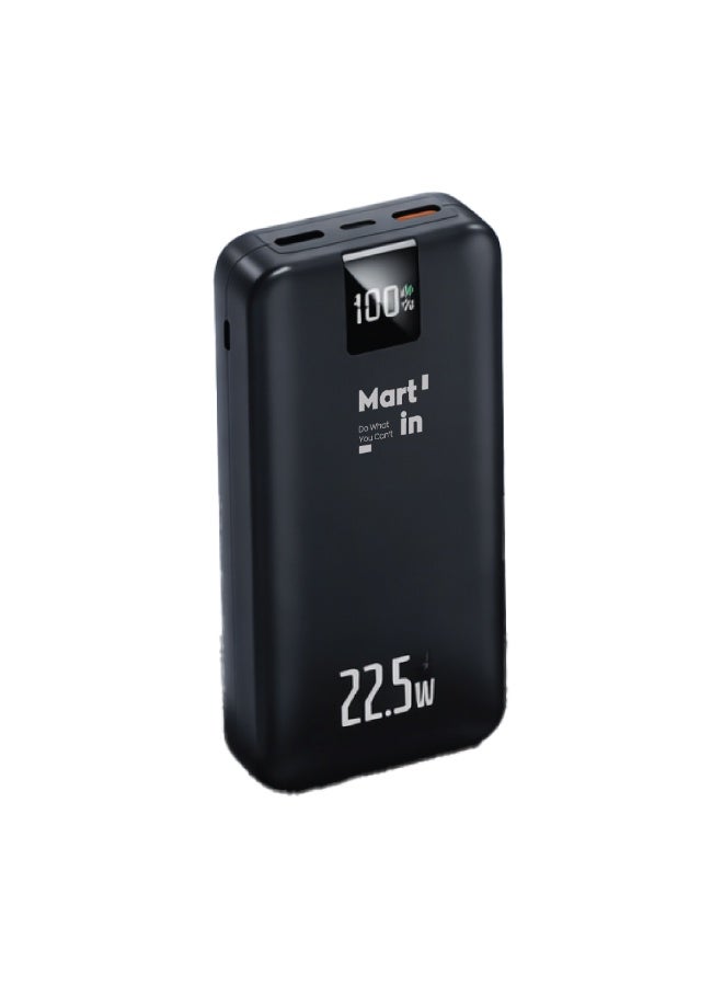 مارتن باور بنك شحن متنقل صغير وخفيف 10000mAh شحن سريع 22.5W PD بمنفذين USB ومنفذ تايب سي – بطارية متنقلة بلون أسود للآيفون وسامسونج وأندرويد - Image 3