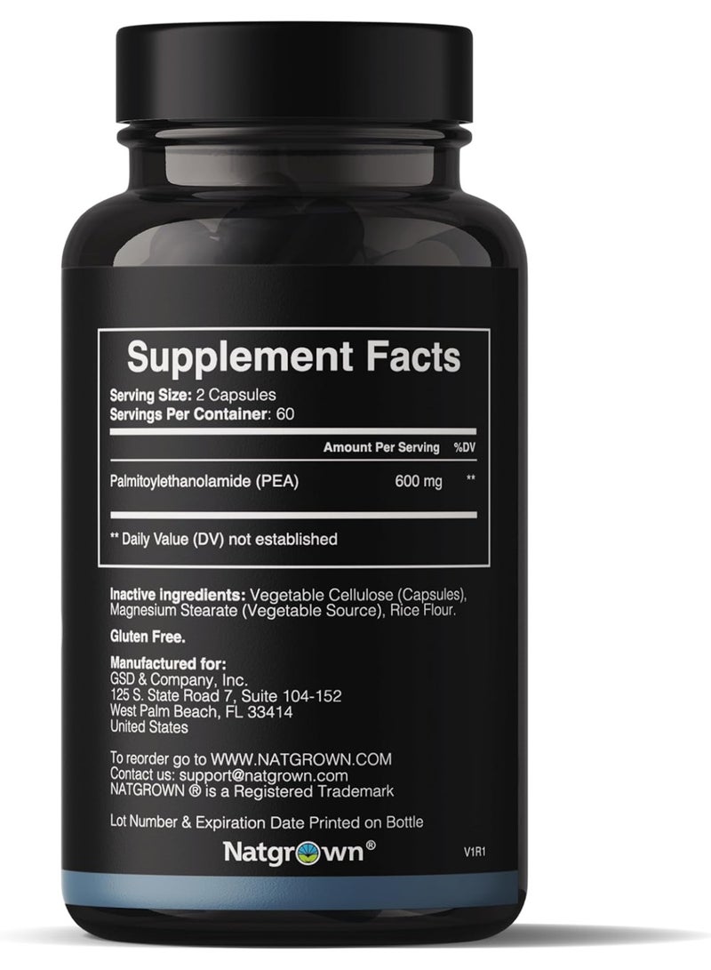 Natgrown Palmitoylethanolamide Pea Supplement 600 mg - 120 Capsules - Image 2