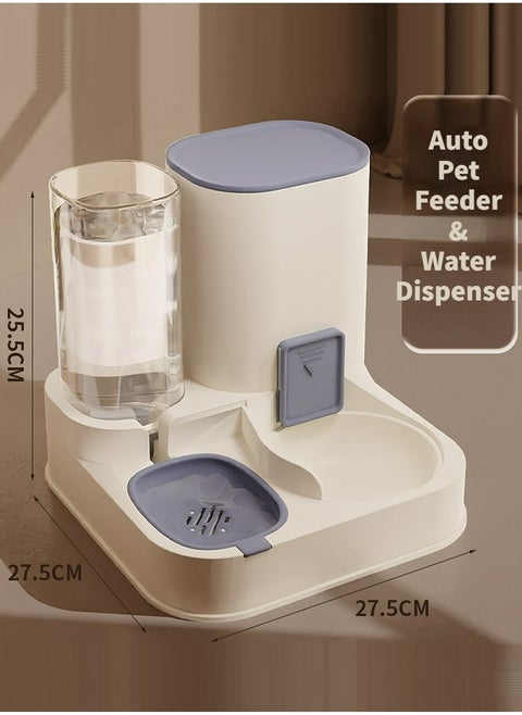 2 in 1 Automatic Pet  Feeder and Water Dispenser Set, Large Capacity Dog Cat Food and Water Bowl, 2.3 Liter Gravity Food Feeder with 1.3 Liter Water Dispenser, Good for Travel Supply