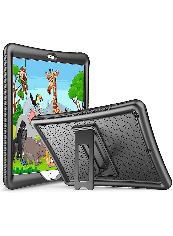 Procases Kids Case For Ipad 10.2 9Th Gen 2021 / 8Th Gen 2020 / 7Th Gen 2019, Shockproof Soft Silicone Case, Lightweight Anti-Slip Kids Friendly Protective Cover With Kickstand For 10.2 Inch -Black - Image 1