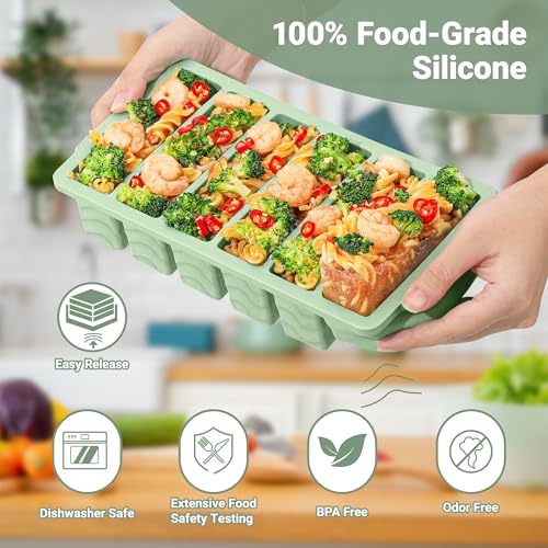 Aopigavi 1/2 Cup Silicone Freezer Molds with Lid, 2-Pack Silicone Freezer Trays for Soup, Sauce & Broth – Meal Prep Containers, Large Ice Cube Tray, Oven & Dishwasher Safe - Image 3