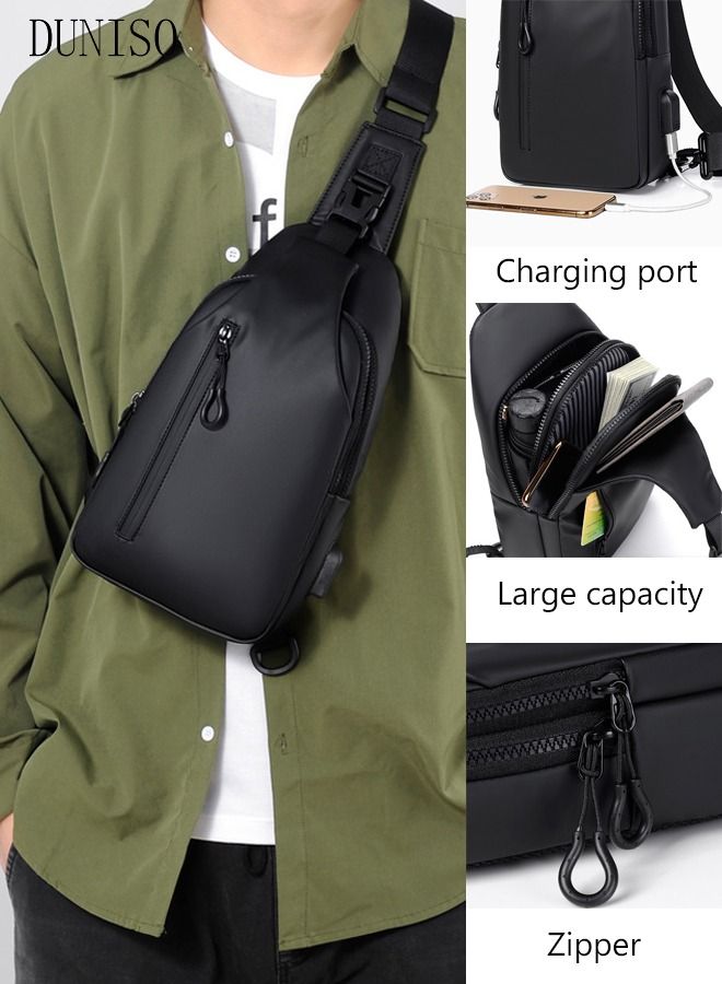DUNISO Waterproof Sling Bag Crossbody Backpack for Men Sling Backpack Hiking Daypack Multipurpose CrossBody Chest Bag With USB Charging Port  - Image 1