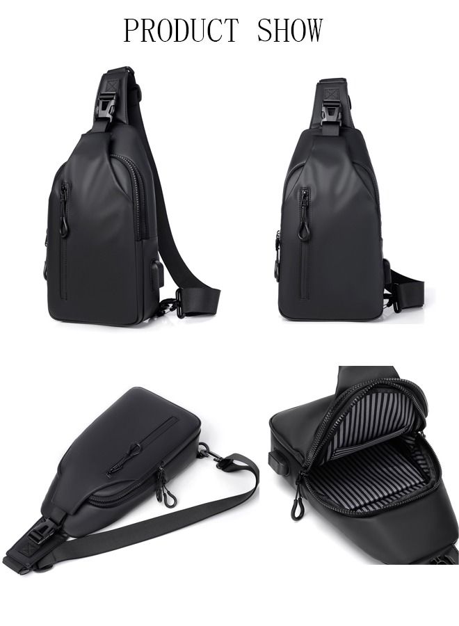 DUNISO Waterproof Sling Bag Crossbody Backpack for Men Sling Backpack Hiking Daypack Multipurpose CrossBody Chest Bag With USB Charging Port  - Image 3