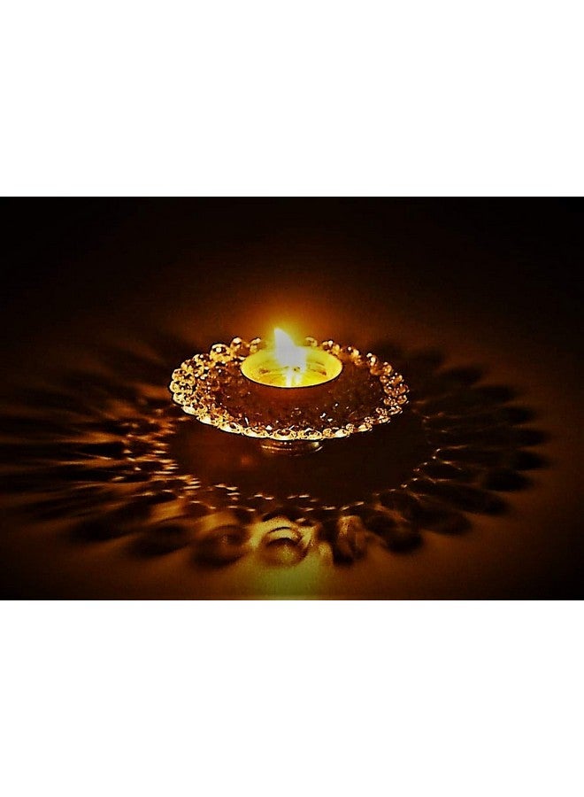 Collectible India Small Crystal Akhand Diya Brass Oil Puja Lamp for Home Office Gifts Pooja Articles Decor (Golden, 3.5 X 1.5 Inch) (DFBS144-Small) - Image 3