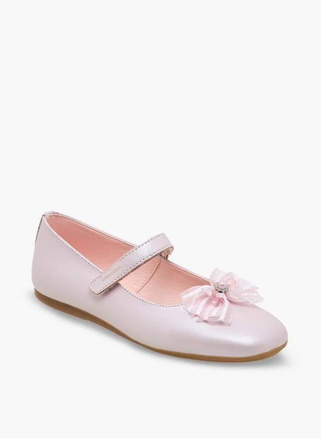 بابلوسكي Girls School Mary Jane Shoes With Bow Detail