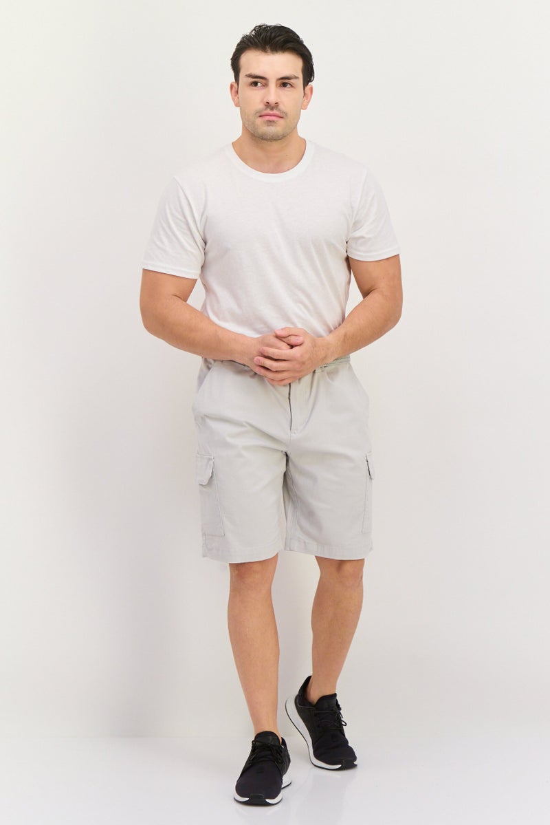 Threadbare Men Solid Cargo Shorts, Light Grey - Image 4