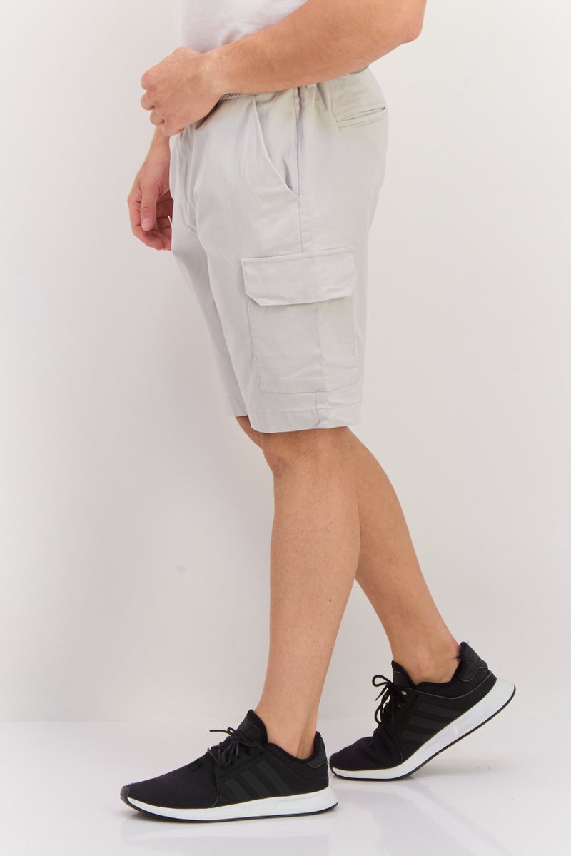 Threadbare Men Solid Cargo Shorts, Light Grey - Image 2